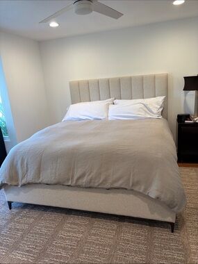 West Elm Organic Matelasse Cotton King Duvet Cover Platinum Gray
